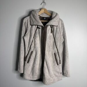Kuhl Flight Fleece Jacket Womens Medium Gray Brown Full Zip Cozy Fuzzy